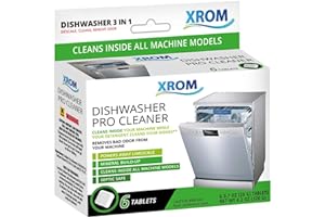 XROM Dishwasher Plant Based, Non Chemicals, Pro Cleaner and Descaler, Removes Odors & Hard Water Stains, 6 Treatments.