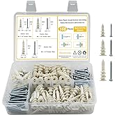 Kevinrooty 3 Sizes Self Drilling Drywall Anchors, 166PCS Nylon Plastic Wall Anchors and Screws for Drywall, No Pre Drill Hole