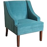 HomePop Swoop Arm Living-Room-Chairs, Velvet Teal