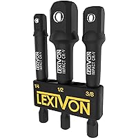 LEXIVON Impact Grade Socket Adapter Set, 3" Extension Bit with Holder | 3-Piece 1/4", 3/8", and 1/2" Drive, Adapt Your Power 