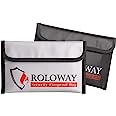 ROLOWAY Small Fireproof Bag (5 x 8 inches), Non-itchy Fireproof Money Bag, Fireproof Wallet Bag, Cash Fireproof Bag Set for V