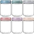 NETANY 6-pack 16 oz Overnight Oats Containers with Lids, Glass jars with Airtight Lids, Wide mouth Mason Salad jars, Glass Fo