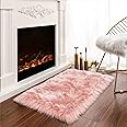 Latepis Pink 2x3 Faux Fur Rug for Bedroom Decor for Teen Girls Throw Fuzzy Fluffy Furry Sheepskin Rug for Sofa Cushion Luxury