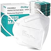 ChiSip Kn95 Face Masks 50 pack, Individually Wrapped Cup Dust Safety Masks 5 Layer Protection Mask for Adult, Men, Women, Ind