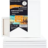 CONDA 5x7 inch Stretched Canvas for Painting, 6 Pack of Canvas, Primed, 100% Cotton 5/8 Inch Profile Value Bulk Pack for Acry