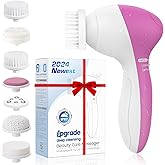 COSLUS Facial Cleansing Brush Silicone Face Scrubber: 7 in 1 FBS-D Electric Exfoliating Rotating Massage Device Waterproof De