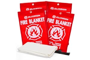 ELIXRION Emergency Fire Blanket 4 Pcs, 40" x 40" Fiberglass Suppression Blanket Portable Fire Extinguisher Blanket for Kitche