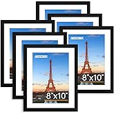 FIXSMITH 8x10 Picture Frame Set of 6, Photo Frame Bulk with HD Plexiglass, Display Pictures 5x7 with Mat or 8x10 Without Mat 