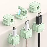 6 Pack Magnetic Cord Organizer, Adhesive Desk Cable Management, [Cable Smooth Adjustable] Wire Holder Keeper Charging Cable C