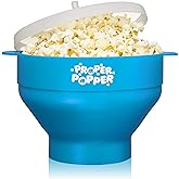 The Original Proper Popper Microwave Popcorn Popper, Silicone Popcorn Maker, Collapsible Bowl BPA Free & Dishwasher Safe - (T