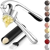 Zulay Kitchen Premium Garlic Press Set - Rust Proof & Dishwasher Safe Professional Garlic Mincer Tool - Easy-Squeeze, Easy-Cl