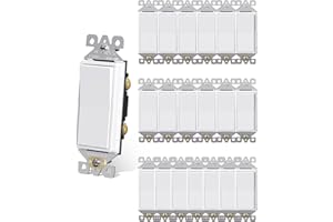 AIDA Single Pole Rocker Decorator Light Switch, 15 Amp Self-grounding Electrical Light Switches, Residential Grade, UL Listed