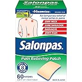 Salonpas Pain Relieving Patch for Back, Neck, Shoulder, Knee Pain and Muscle Soreness - 8 Hour Pain Relief - 60 Count