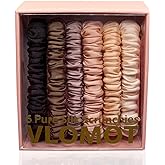 VLOMOT 6 Pcs Mulberry Silk Scrunchies - Everyday Use, 6 Chic Colors, Skinny Ponytail Holders, No Damage for Hair Care (Rose)