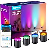 Govee RGBICWW Smart Wall Sconces, Music Sync Home Decor WiFi Wall Lights Work with Alexa, Multicolor Wall Led Light for Party