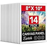 ESRICH Canvases for Painting 8x10In,14 Pack Blank Canvas Boards Bulk - Cotton Art Canvas for Oil, Acrylic & Watercolor Painti