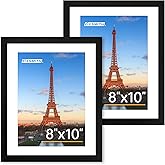 FIXSMITH 8x10 Picture Frame Set of 2, Photo Frame with HD Plexiglass, Display Pictures 5x7 with Mat or 8x10 Without Mat Multi