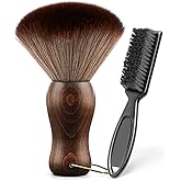 CGBARBER Barber Neck Duster Brush Wood Handle with Hook for Hair Cutting… (Neck brush+Black brush)For All Hair Type.