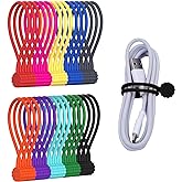 Rich&Ray 10Colors-30Pack Reusable Silicone Twist Ties, Magnetic Cable Ties with Strong Magnet for Organizing Cables, Hanging 