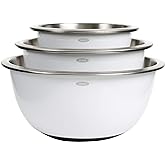 OXO Good Grips 3-Piece Stainless-Steel Mixing Bowl Set, White