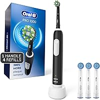 Oral-B Pro 1000 Electric Toothbrush (Black) + Sensitive Gum Care Replacement Brush Heads (3 Count)