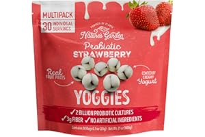 Nature's Garden Probiotic Strawberry Yoggies, 21oz (30 x 0.7oz), Yoggie Bites Strawberry Strawberry Yogurt Covered Snack Pack