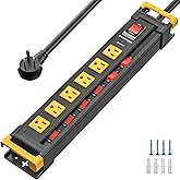 3300J Heavy Duty Surge Protector Power Strip with Individual Switches,6 Outlet Metal Mountable Power Strip with 6FT Cord Mana