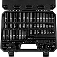 Reniteco 50-Piece 3/8" Drive Socket Set, SAE (5/16"-3/4") & Metric (8mm-22mm), Deep & Shallow, 72-Tooth Ratchet Wrench, Exten