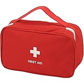 TOPASION Portable Empty First Aid Kit Bag, Travel Medicine Pouch, Small Medical Bag (Red)