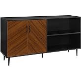 Walker Edison Fehr Modern 2 Door Bookmatch Asymmetrical Console for TVs up to 65 Inches, 58 Inch, Black