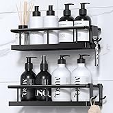 YASONIC Shower Caddy Adhesive, No Drill Bathroom Shower Organizers, with Removable Hooks, Rust Proof Shower Shelves, Wall-Mou