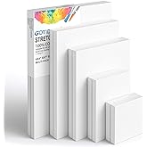GOTIDEAL Stretched Canvas, Multi Pack 4x4, 5x7, 8x10,9x12, 11x14 Set of 10, Primed White - 100% Cotton Artist Canvas Boards f