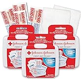 Johnson & Johnson First First Aid Kit for Car, Office, Purse Travel Size (Pack of 3) With Cleansing Wipe