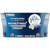 Glade Candle Jar, Air Freshener, 2in1, Moonlit Walk & Wandering Stream, 3.4 Oz, 2 Count