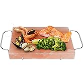 DOBADN Himalayan Salt Block Cooking Plate with Metal Support, Food Grade Rock Salt Slab Stone 12" X 8" X 1.5" for Grilling, C