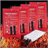 Fire Blankets Fiberglass Retardant Blankets - 3.3x3.3ft Square Fire Suppression Tools Emergency Survival Kit Durable for Peop