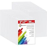 Simetufy 36 Pack 5 x 7 Inch Canvas Boards Small Painting Canvas for Kids, Blank Canvas Panels for Painting- Gesso Primed Acid