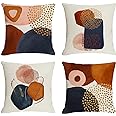 Jartinle Burnt Orange Abstract Throw Pillow Covers 18x18 Set of 4 Mid Century Modern Pillow Covers Geometric Minimalist Decor