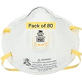 3M Particulate Respirator 8210V with Cool Flow Valve, Smoke, Grinding, Sanding, Sawing, Sweeping, Woodworking, Dust, 80/Pack