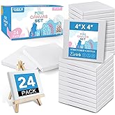 ESRICH Mini Canvases for Painting,4x4In Canvas in Bulk 24Pack, 2/5In Profile Small Square Canvas, Blank Canvases are Great fo