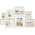 ArtbyHannah 8 Pack Neutral Gallery Wall Frame Set, Gold Picture Frames Collage Wall Decor with Desert Pictures, Multiple Size