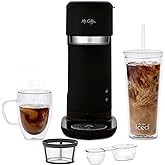 Mr. Coffee Iced and Hot Coffee Maker, Single Serve Machine with 22-Ounce Tumbler and Reusable Coffee Filer, Black