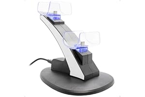 Suporte Base Dock Carregador Compatível com Ps5 2 Controles Com Led Dual Premium