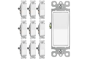 BESTTEN 10 Pack 3-Way Decorator Light Switch, 15A 120/277V, Single Pole or Three Way, Rocker Paddle Wall Switch, On/Off Rocke