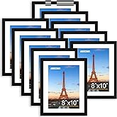 FIXSMITH 8x10 Picture Frame Set of 10, Photo Frame Bulk with HD Plexiglass, Display Pictures 5x7 with Mat or 8x10 Without Mat