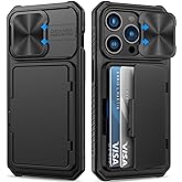 BXYJY for iPhone 15 Pro Case Wallet with Card Holder (4-5 Cards) & Slide Camera Cover & Kickstand, Military Grade Drop Protec