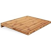 Camco 43545, Bamboo Cutting Board with Counter Edge | Perfect for Vegetables, Fruits, Meats, and Cheeses | Measures 18-inches