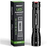 RECHOO High-Powered LED Flashlight S2000, Upgraded Powerful 2000 High Lumens Flashlights with 3 Modes, Zoomable, Water Resist