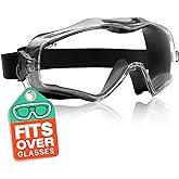 NoCry Safety Goggles Over Glasses with Extreme Impact Resistance - Anti-Scratch Eye Protection Goggles - Vented, Dust Goggles