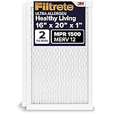 Filtrete 16x20x1 AC Furnace Air Filter, MERV 12, MPR 1500, CERTIFIED asthma & allergy friendly, 3 Month Pleated 1-Inch Electr